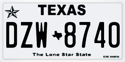 TX license plate DZW8740