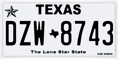 TX license plate DZW8743