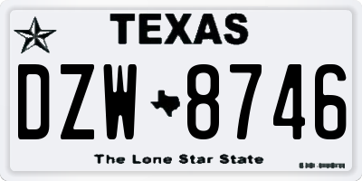 TX license plate DZW8746