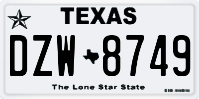 TX license plate DZW8749