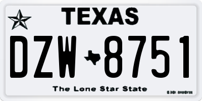 TX license plate DZW8751