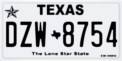 TX license plate DZW8754