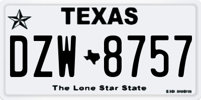 TX license plate DZW8757