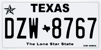 TX license plate DZW8767