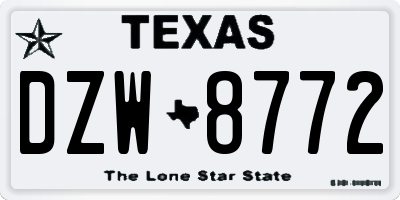 TX license plate DZW8772