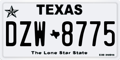 TX license plate DZW8775