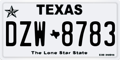 TX license plate DZW8783