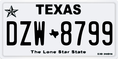 TX license plate DZW8799