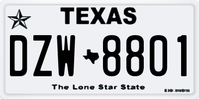 TX license plate DZW8801