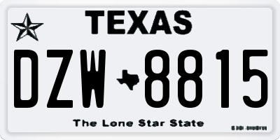TX license plate DZW8815