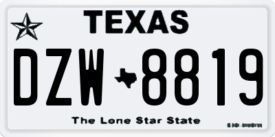 TX license plate DZW8819