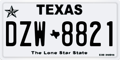 TX license plate DZW8821