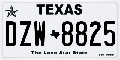 TX license plate DZW8825