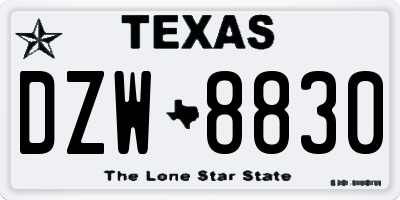 TX license plate DZW8830