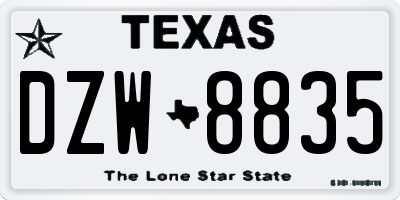 TX license plate DZW8835