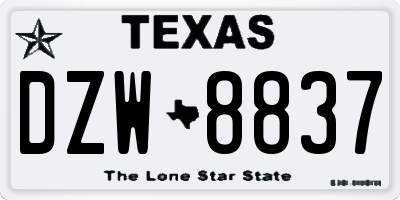 TX license plate DZW8837