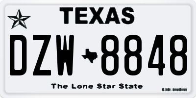 TX license plate DZW8848