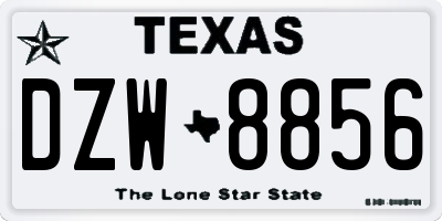 TX license plate DZW8856