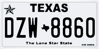 TX license plate DZW8860