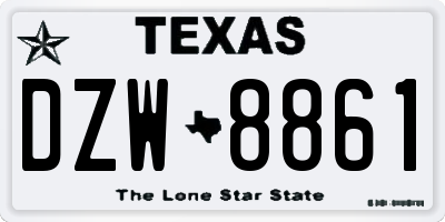 TX license plate DZW8861