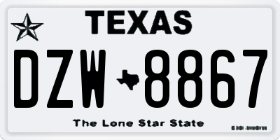 TX license plate DZW8867