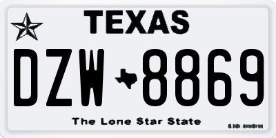 TX license plate DZW8869