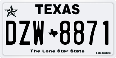 TX license plate DZW8871