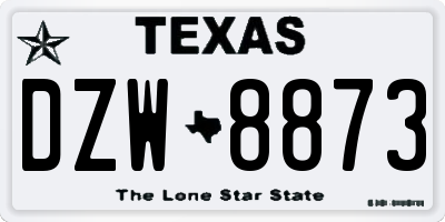 TX license plate DZW8873