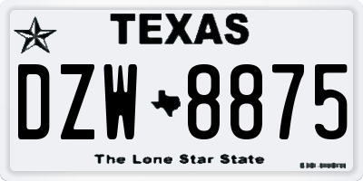 TX license plate DZW8875