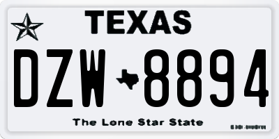 TX license plate DZW8894