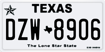 TX license plate DZW8906