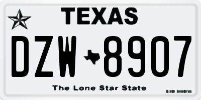 TX license plate DZW8907