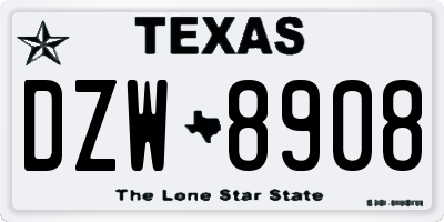 TX license plate DZW8908