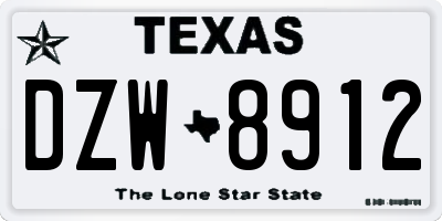 TX license plate DZW8912