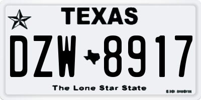 TX license plate DZW8917