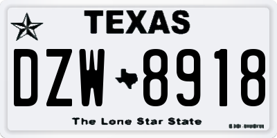 TX license plate DZW8918