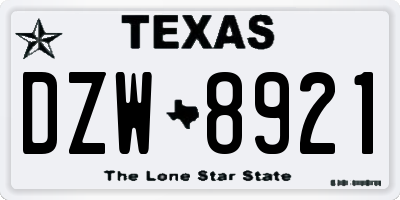 TX license plate DZW8921