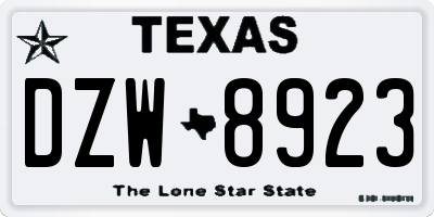 TX license plate DZW8923