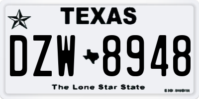 TX license plate DZW8948