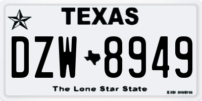 TX license plate DZW8949