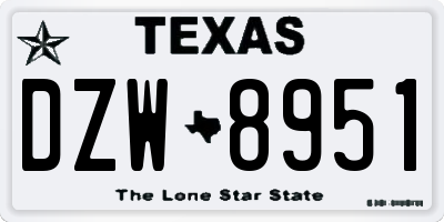TX license plate DZW8951
