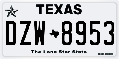 TX license plate DZW8953