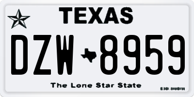 TX license plate DZW8959