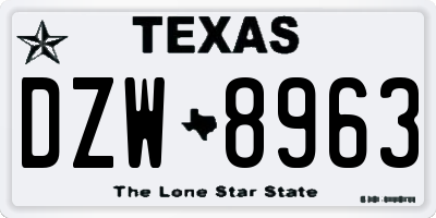 TX license plate DZW8963