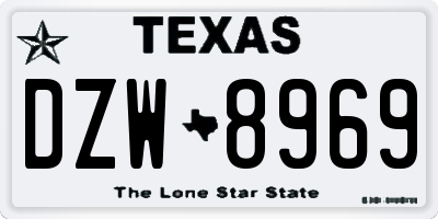 TX license plate DZW8969