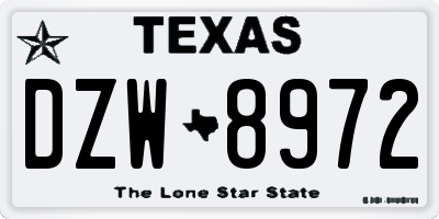 TX license plate DZW8972