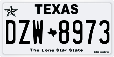 TX license plate DZW8973