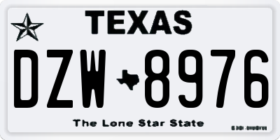 TX license plate DZW8976