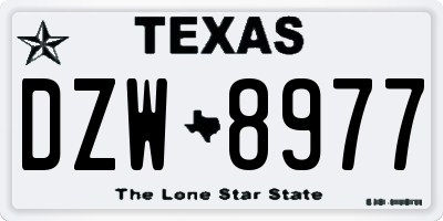 TX license plate DZW8977