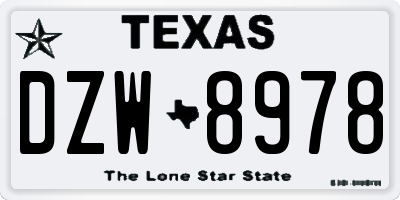 TX license plate DZW8978